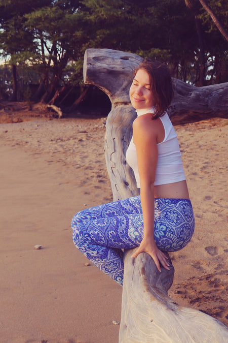 Blue Swirl Print Leggings