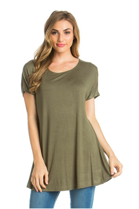 Sage Open Shoulder Tunic Top