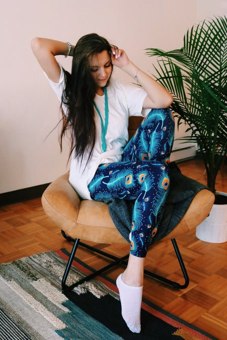 Blue Swirl Print Leggings