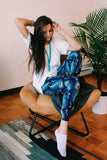 blue peacock buttery Soft Microfiber High Waist Fashion Patterned Celebrity Leggings for Women one size