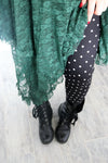 black white polka dot buttery Soft Microfiber High Waist Fashion Patterned Celebrity Leggings for Women one size
