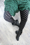black white polka dot buttery Soft Microfiber High Waist Fashion Patterned Celebrity Leggings for Women one size