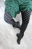 black white polka dot buttery Soft Microfiber High Waist Fashion Patterned Celebrity Leggings for Women plus size