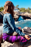 purple galaxy yoga waist buttery Soft Microfiber High Waist Fashion Patterned Celebrity Leggings for Women one size