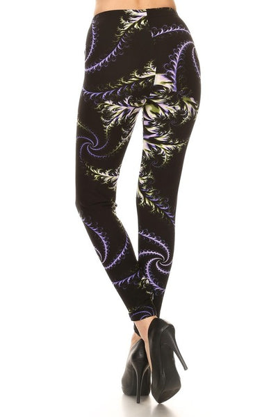 Purple/green Swirl Print Leggings