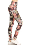 Yoga Waist 5 Inch Olive/Peach Tie Dye Print Leggings