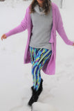 Multicolor Abstract Print Buttery Soft Leggings One Size 