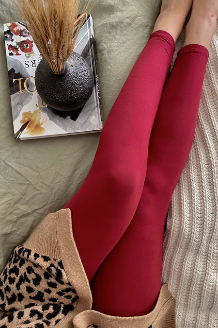 Solid Color Yoga Waist 5" FLEECE Lined Sweater Leggings (S/M, L/XL)