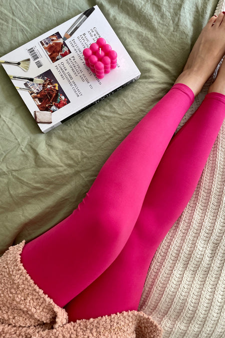 Yoga Waist 5 Inch Pink Plaid Leggings